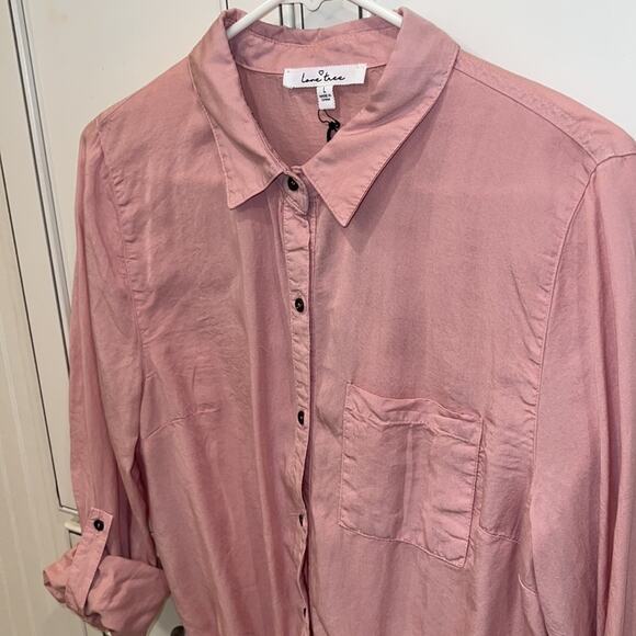 BNWT Love Tree tencel button up tie shirt - Picture 2 of 6